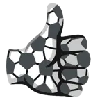 pulgar hacia arriba + balón de fútbol