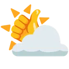 pulgar hacia arriba + sol detrás de una nube