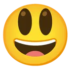 faccina con un gran sorriso + faccina con sorriso e occhi spalancati