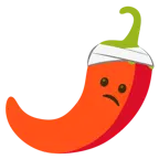 cara con la cabeza vendada + chile picante