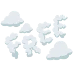 Wolke + Wort „Free“ in blauem Quadrat