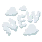Wolke + Wort „New“ in blauem Quadrat