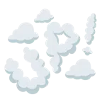 Wolke + Schriftzug „UP!“ im blauen Quadrat
