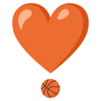 exclamación de corazón + balón de baloncesto