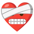 corazón vendado + cara haciendo una mueca