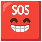 pulsante SOS + faccina raggiante con occhi felici