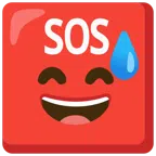 pulsante SOS + faccina con sorriso e goccia di sudore