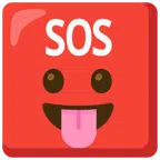 pulsante SOS + faccina che mostra la lingua
