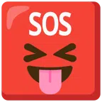 pulsante SOS + faccina che strizza gli occhi e mostra la lingua