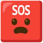pulsante SOS + faccina imbronciata con bocca aperta