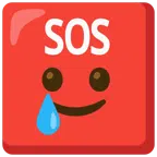 pulsante SOS + faccina sorridente con lacrima