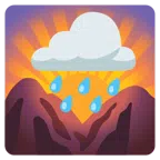 Sonnenaufgang über Bergen + Wolke mit Regen