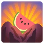 Sonnenaufgang über Bergen + Wassermelone
