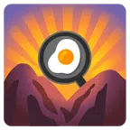 Sonnenaufgang über Bergen + Spiegelei in Bratpfanne