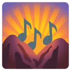 Sonnenaufgang über Bergen + Musiknoten