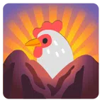 Sonnenaufgang über Bergen + Huhn