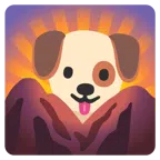 Sonnenaufgang über Bergen + Hundegesicht