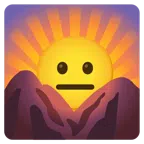 Sonnenaufgang über Bergen + neutrales Gesicht