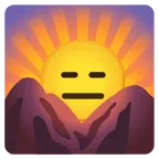 Sonnenaufgang über Bergen + ausdrucksloses Gesicht