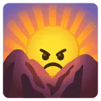 Sonnenaufgang über Bergen + verärgertes Gesicht