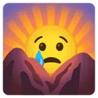 Sonnenaufgang über Bergen + weinendes Gesicht