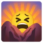 Sonnenaufgang über Bergen + müdes Gesicht