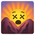 Sonnenaufgang über Bergen + benommenes Gesicht