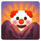 Sonnenaufgang über Bergen + Clown-Gesicht