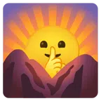 Sonnenaufgang über Bergen + ermahnendes Gesicht