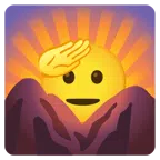 Sonnenaufgang über Bergen + salutierendes Gesicht