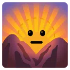 Sonnenaufgang über Bergen + gestricheltes Gesicht