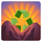 Sonnenaufgang über Bergen + Recycling-Symbol