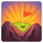 Sonnenaufgang über Bergen + Golffahne