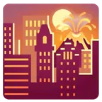 Vulkan + Sonnenuntergang in der Stadt