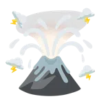 Vulkan + Wolke mit Blitz