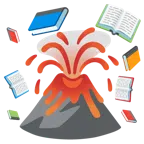 Vulkan + Bücherstapel