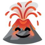 Vulkan + lächelndes Gesicht mit lachenden Augen
