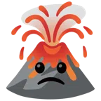 Vulkan + betrübtes Gesicht