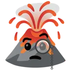 Vulkan + Gesicht mit Monokel