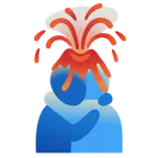 Vulkan + sich umarmende Personen