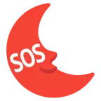 Mondsichel mit Gesicht rechts + SOS-Zeichen