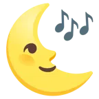 Mondsichel mit Gesicht rechts + Musiknoten