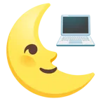 Mondsichel mit Gesicht rechts + Laptop