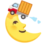 Mondsichel mit Gesicht rechts + Lieferwagen