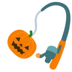 canna da pesca + zucca di Halloween