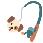 canna da pesca + muso di cane