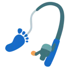canna da pesca + impronta di piedi