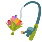 canna da pesca + mazzo di fiori