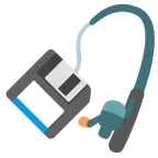 canna da pesca + floppy disc