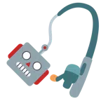 canna da pesca + faccina di robot